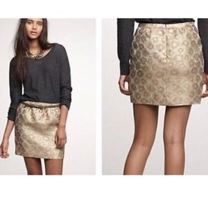 J Crew Gold Metallic miniskirt POCKETS!